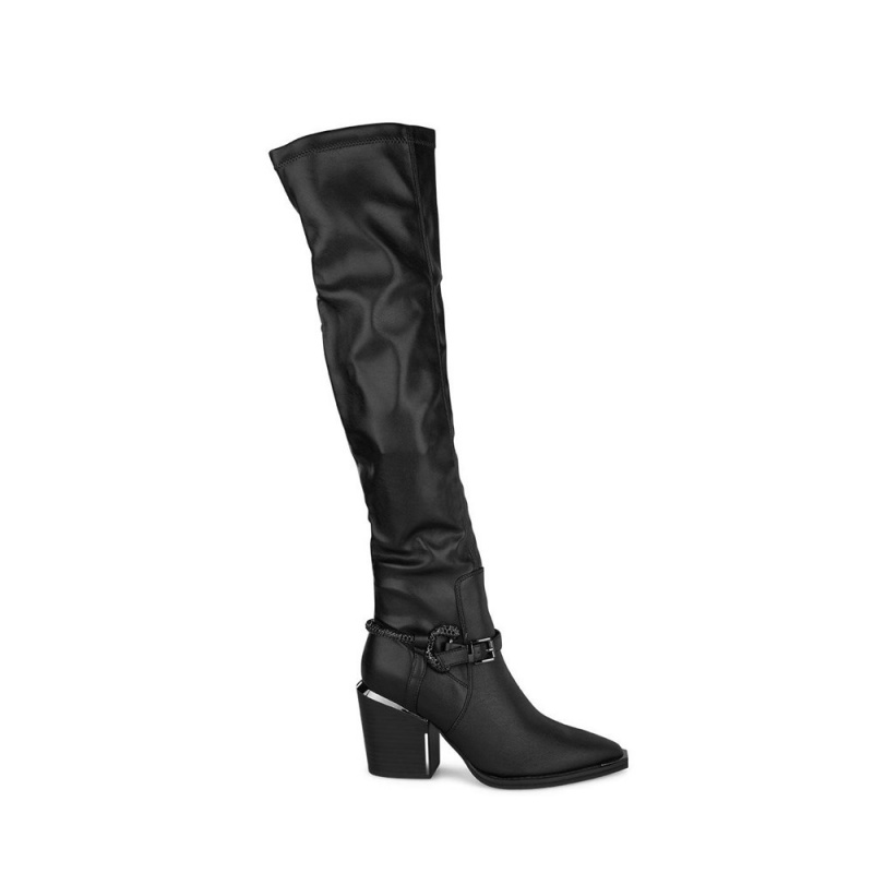 Bottes à Talons Alma En Pena Musketeer Boot With Heel Bleu Marine Femme | DKQ-02013758